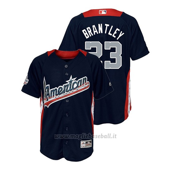 Maglia Baseball Bambino All Star Game Majestic Michael Brantley 2018 1ªRun Derby American League Blu